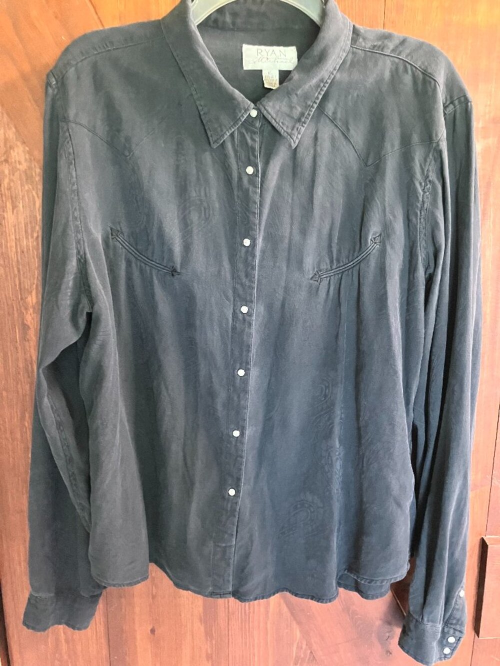 Ryan Michael Silk Blend Black Western Shirt XL
